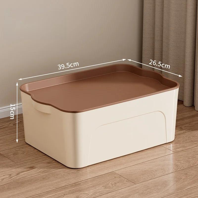 Stackable Sundries Toy Storage Box with Cover Plastic Closet Wardrobe Desk Organizers Clothes Kitchen Storage Containers Baskets