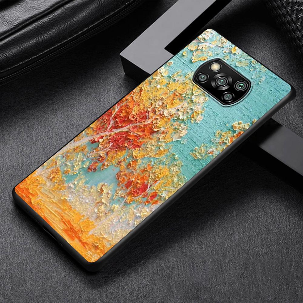 Art Retro Oil Painting Flowers Phone Case for Xiaomi Poco X3 NFC M3 X4 Pocophone F1 M4 Pro F3 GT Soft Silicone Black Cover Shell