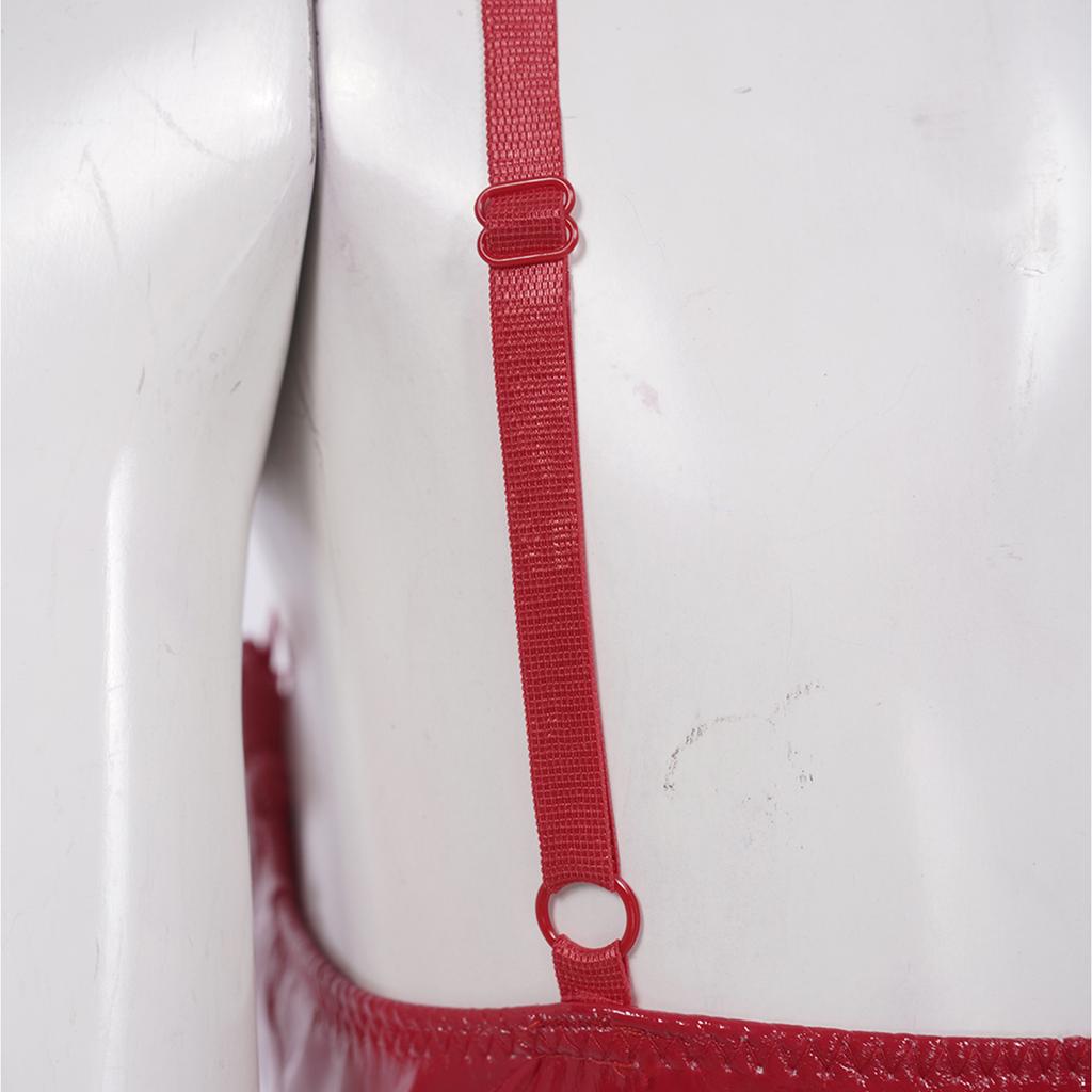 Damen Patentleder BH mit Bügeln Ungefüttert Messing Glänzendes Design Verstellbare Träger Dessous Top