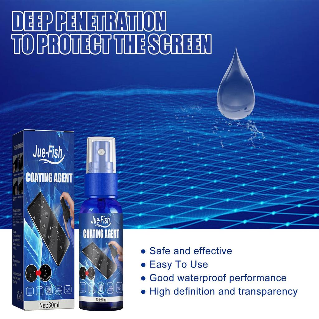 Jue-Fish Screen Coating Agent, Mobile Phone Screen Cleaning Liquid Anti-fingerprint Cleaner Glass Hydrophobic Oleophobic Coating Liquid