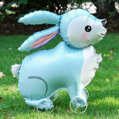 4D Cartoon Foil Balloons Elephant Stand Walking Balloon With Wheel For Kids Birthday Party Decoration Baby Shower