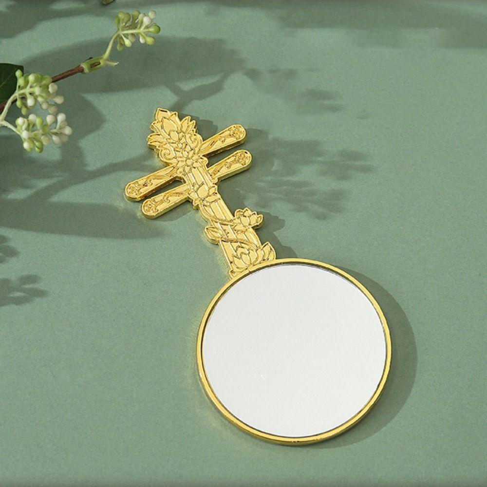 Portable Handheld Makeup Mirror Round Travel Makeup Mirror Exquisite Ancient Style Mirror Travel