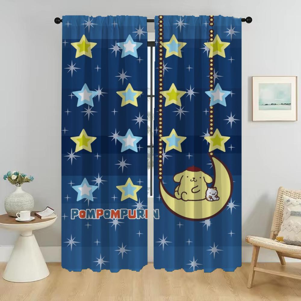 

P-Pompom Purin Противомоскитные шторы для гостиной, перегородки, домашнего интерьера, шторы из 2 предметов, затемняющие шторы для кухни W50xH70cmx2pcs-CL