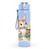 1PC Floral Wreath Bunny Rabbit Print 750ml Color Plastic Sports Water Bottle Leakproof Flip Straw Lid Suitable for Sports Office Home Use