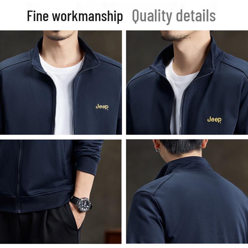Jeep Men's Casual Zip-Up Collared Sweatshirt