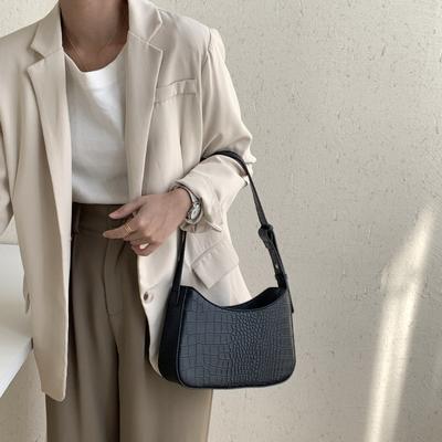 Retro Underarm Bag, Crocodile Pattern Trendy Small Square Bag, Niche Portable Shoulder Bag.