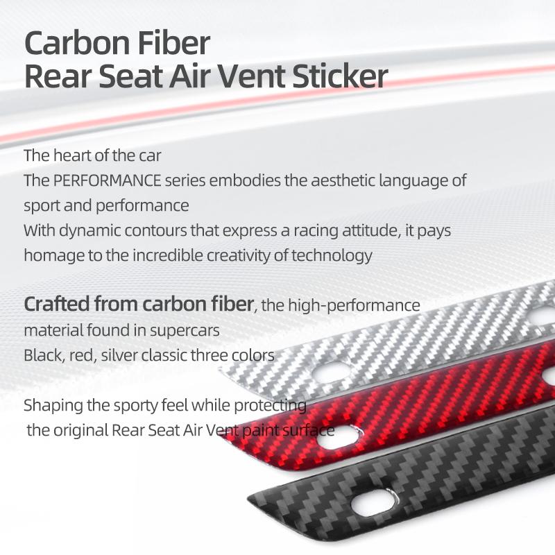 For Tesla Model Y Juniper 2026 Model 3 Highland 2026 Carbon Fiber Rear Air Vent Outlet Trim Stickers Car Interior Accessories