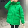 BITCED Women's Mid-Length Winter Waist-Defining Thickened Cotton Coat, Padded Jacket
