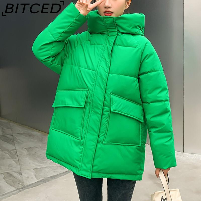 BITCED Women's Mid-Length Winter Waist-Defining Thickened Cotton Coat, Padded Jacket