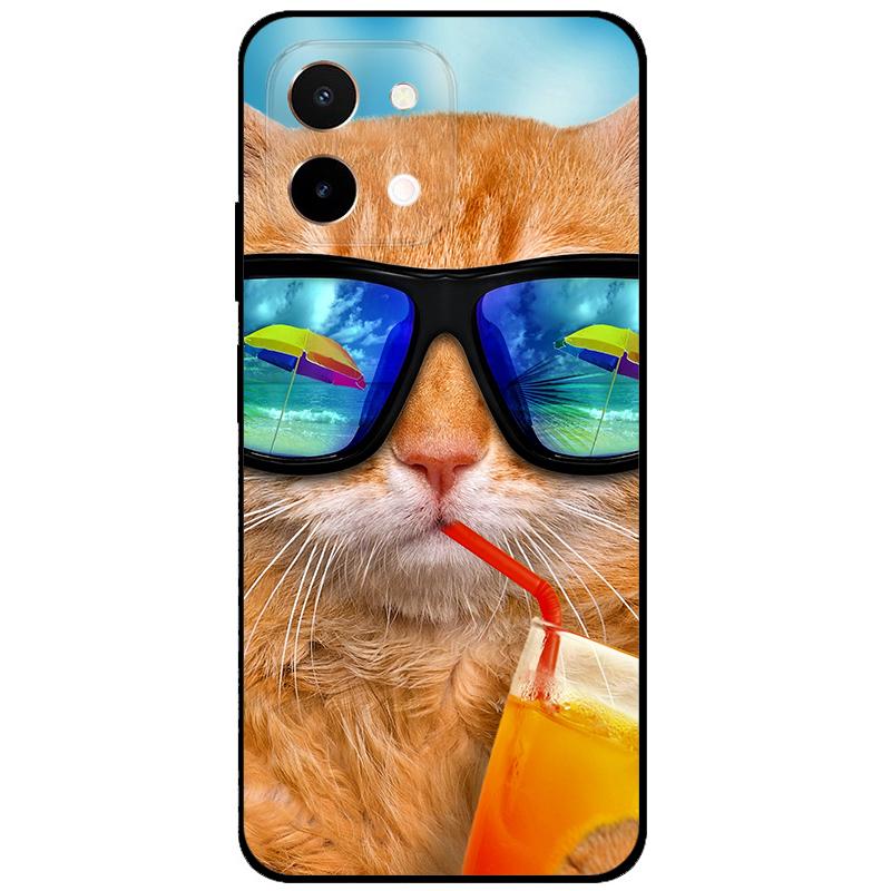 For Vivo Y28 4G Case 6.68'' Black TPU Silicon Cartoon Protection Cover for VivoY28 Y 28 4G Shockproof Capa Wolf Animals Soft Bag