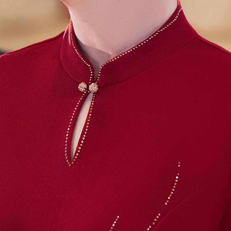 Elegant Chinese Cheongsam Short Sleeve Dress for Mothers