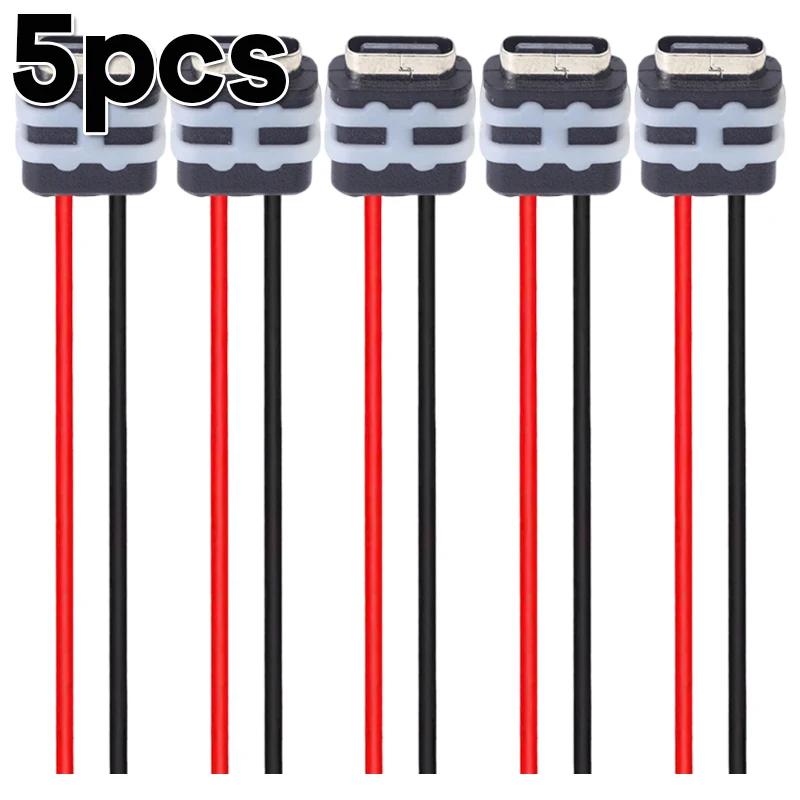 5V 3A Black Wire Connector for Auto 3C Household Appliances Type-C Female Socket Connector Waterproof Jack Female Charging Port