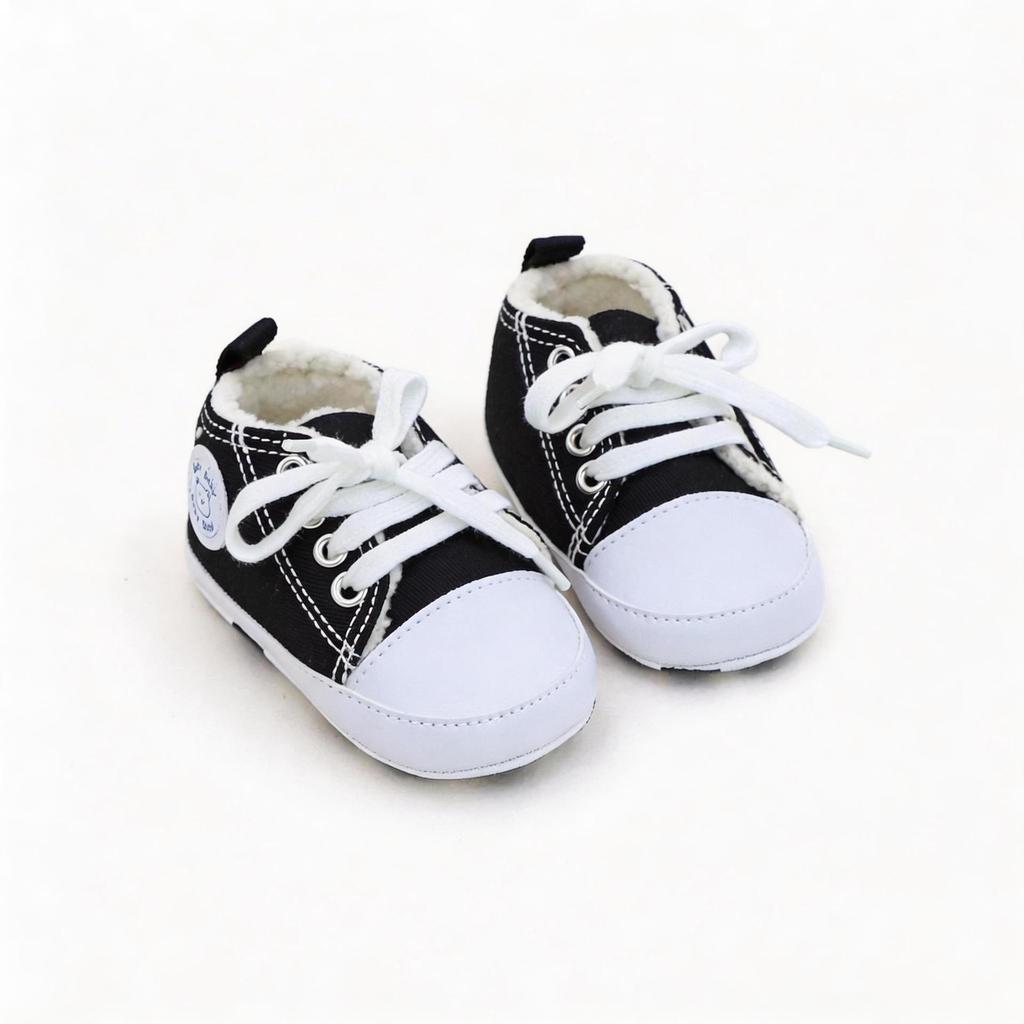 Soft Sole Baby Canvas Shoes - Non-slip, Breathable, Warm Velvet Lined for Autumn & Winter