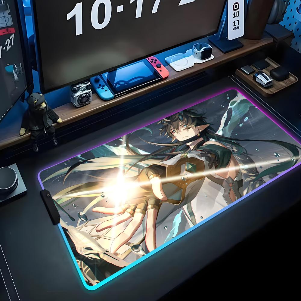 dan heng Mouse Pad RGB Gaming Mousepad Big LED Pad PC Desk Mat Luminous Mouse Pad Large Keyboard Mats Table Rug With Backlit