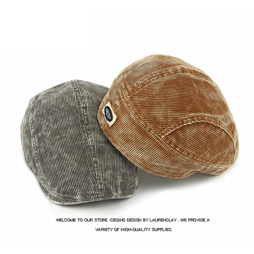 Autumn Winter Corduroy Cap Men Beret British Cap Forward Cap