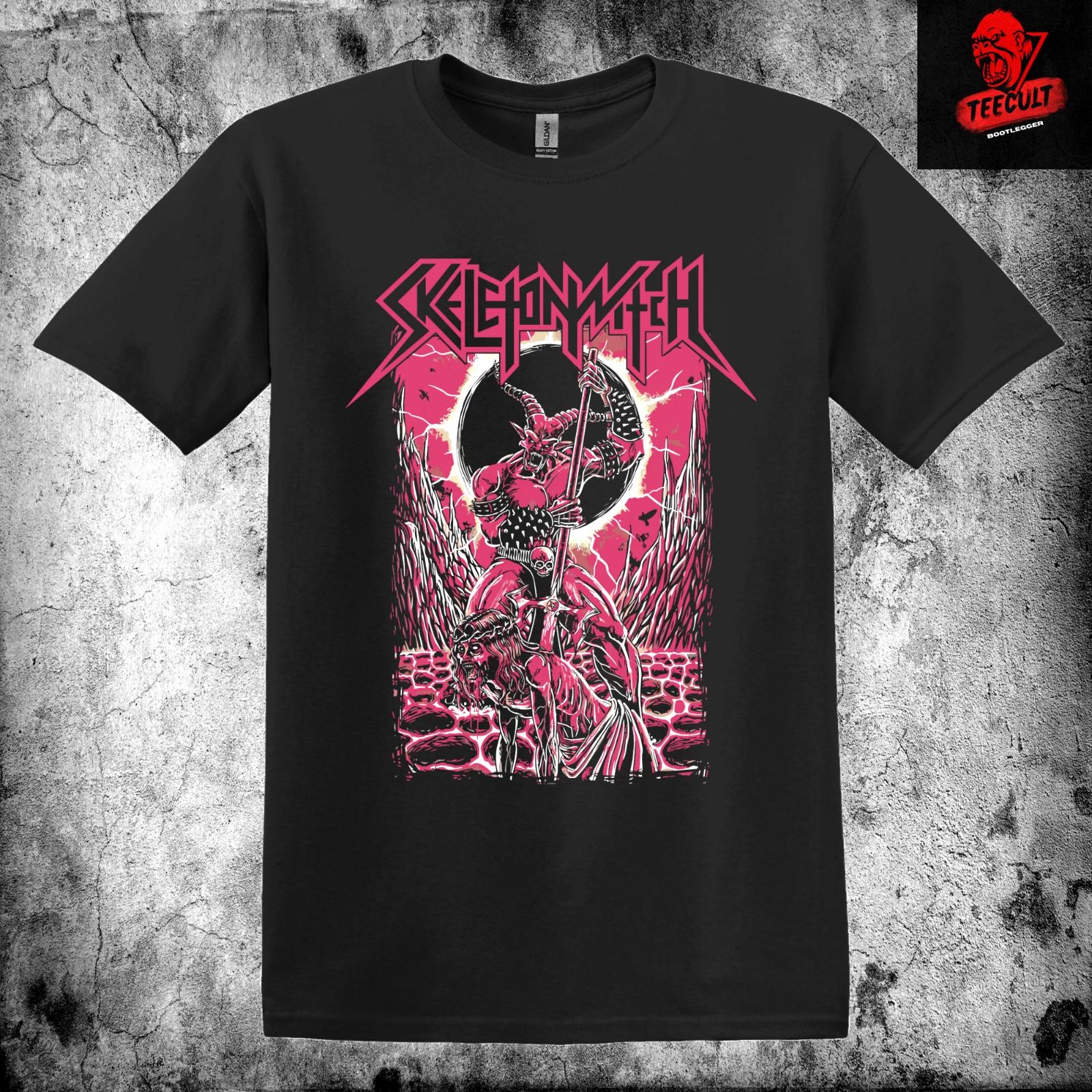 Men s and Women s T-shirts Skeleton Witch Heavy Metal Rock Band Unisex Cotton Premium XXL