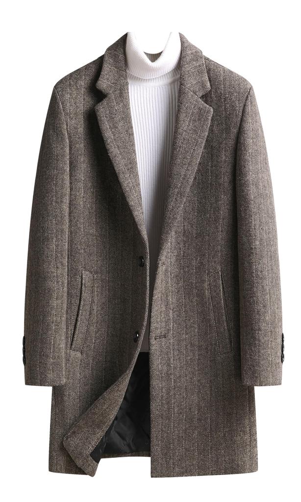 FHLHY Long Chesterfield Wool Business Coat Men's Coat, Jacket, Warm, Thick, Autumn/Winter