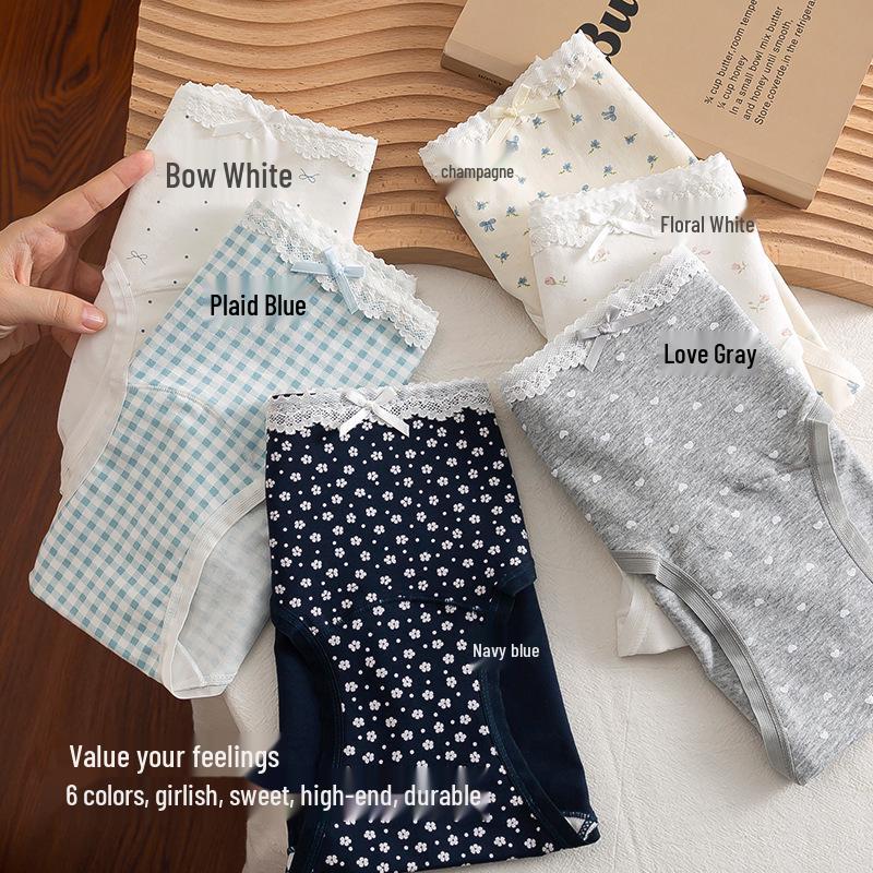 

3-Pack Pure Cotton Lace-Trim Women s Panties with Bow, Antibacterial Extended Crotch, Sweet Girl 10A M