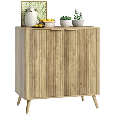 Living Room Sideboard Storage Cabinet with 2-door Cupboard and Adjustable Shelf, 77 X 40 X 81 Cm, Wood Effect