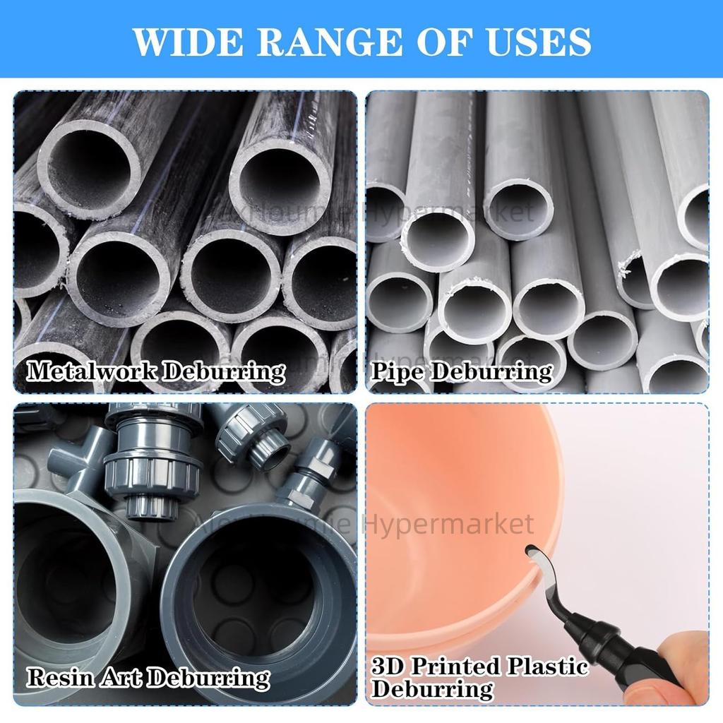 Metal Handle Deburring Tool Kits with BS1010 Blades Deburr Tool Edge Burr Remove 360 Degree Rotary High Grade Swivel Blades