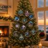 Living Room Ornament 12PCS Christmas Tree 2D Flat Pendant, Pearl Acrylic Art Kits, Bright Gift for Holiday Season Color Classic Patterns Party