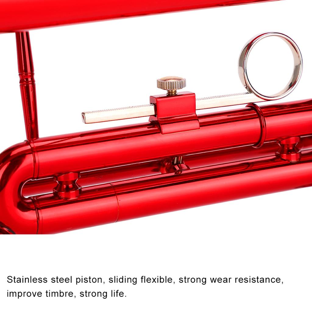 Brass Trumpet Music Wind Instrument with Assistant Tools Set (Red)