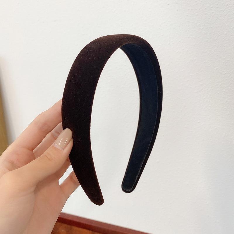 Fashion Simple Solid Color Winter Headbands for Women Velvet Sponge Hairband Girls Wide Hair Hoop Make-up Hair Bezel Headwear