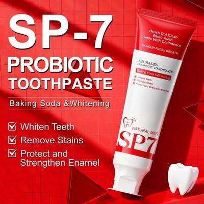 SP-7 Probiotische Weißzahncreme - Entfernt Gelbe Verfärbungen & Erfrischt den Atem, 120g