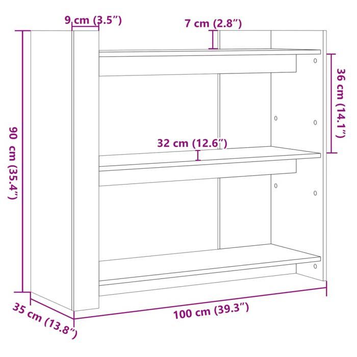 VidaXL Table console sonoma gris 100x35x90 cm bois d'ingénierie, bout de canapé, table console de couloir, table console de 848477