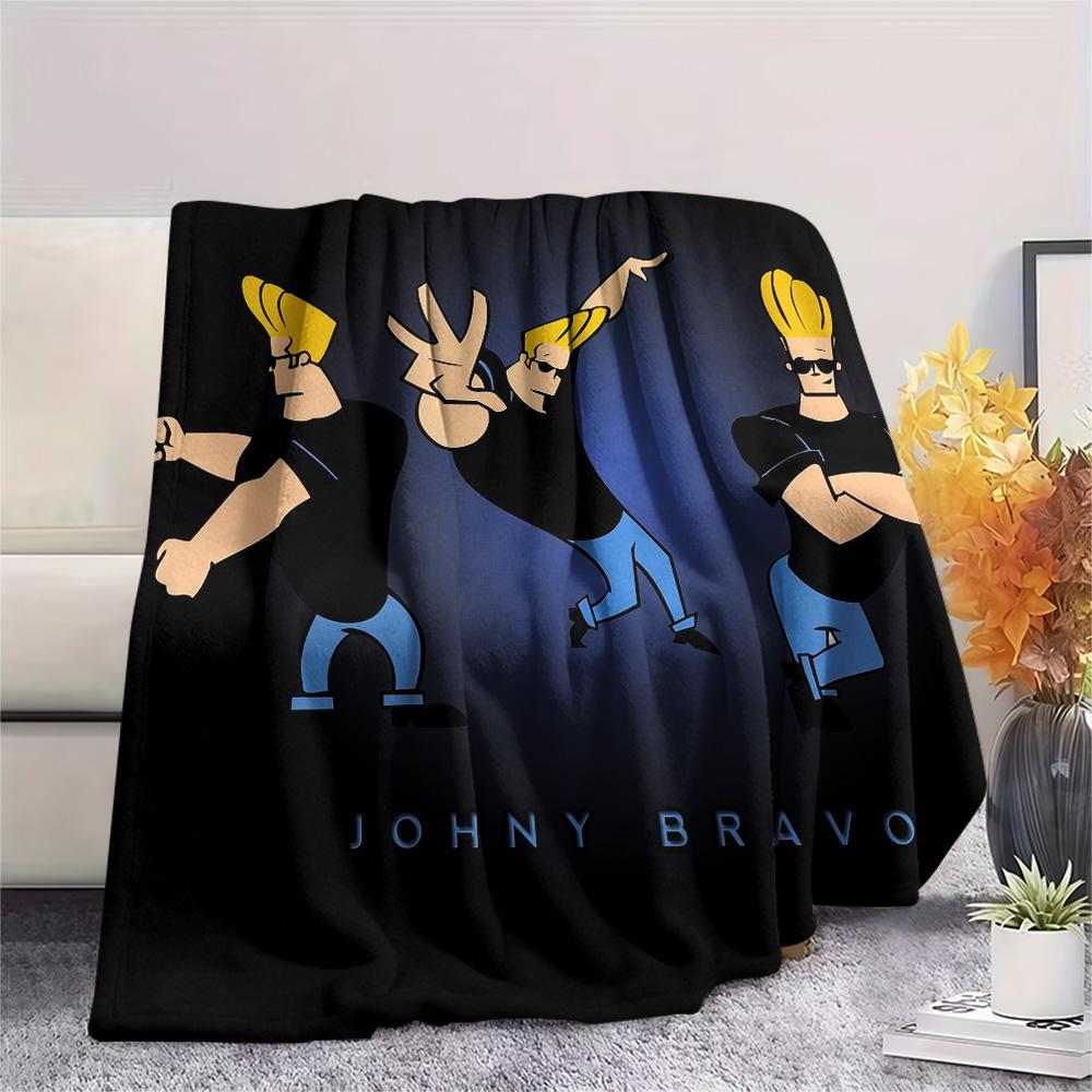 Coperta in Flanella con Stampa di Johnny Bravo, Alta qualità, Confortevole per Tutte le Stagioni, Arredamento per la Casa, Calore e Comfort