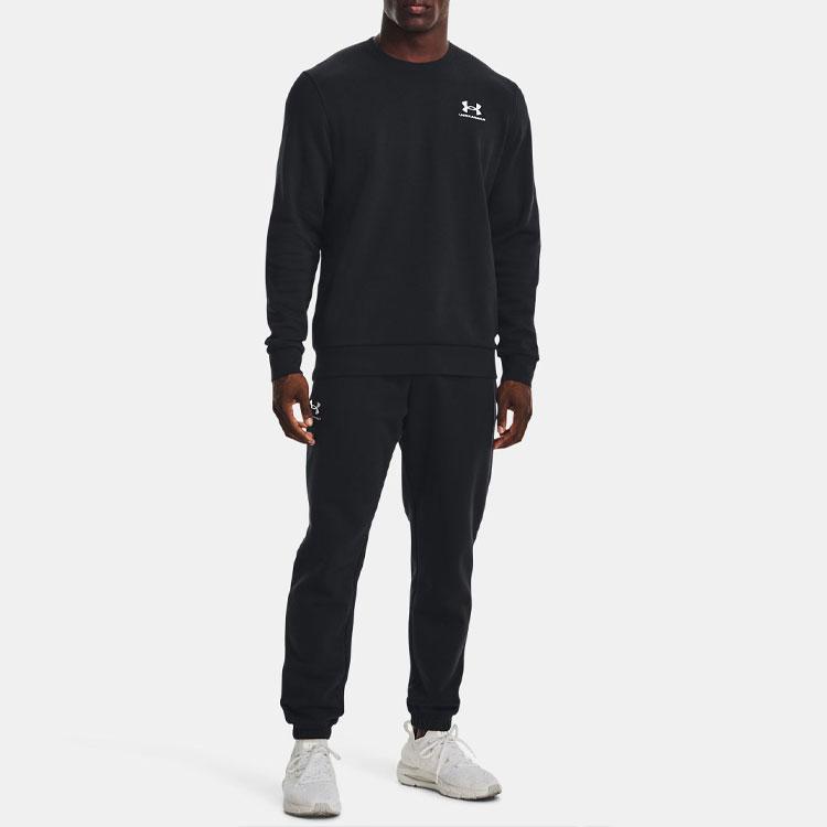 Under Armour Solid Color Logo Print Crew Neck Sweatshirt Men Tops Black 1374250-001