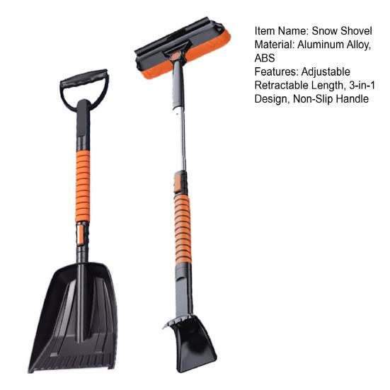 Pala de Nieve Rasqueta de Hielo 5 en 1 Cepillo de Nieve Multifuncional con Mango Retráctil Ergonómico