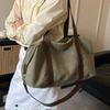 New Large Capacity Canvas Shoulder Bag Versatile Texture Crossbody Bag for Women Casual Commuter Tote College Student Class Bag