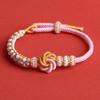 Bracciale Mandala Nodo Chang Rosa Fatto a Mano - Portafortuna Fai da Te Accessorio Gioiello con Corda Intrecciata