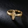 Vintage Cross Rings For Women Men Gold Color Stainless Steel Adjustable Ring Religious Party Jewelry Gift