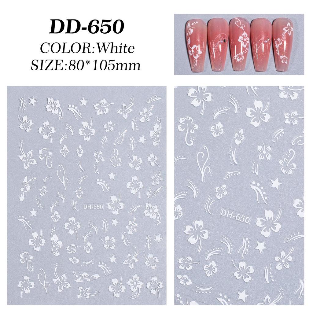 3D Magic Mirror Flower Nail Stickers with Adhesive - Japanese-Style Hot Stamping Design