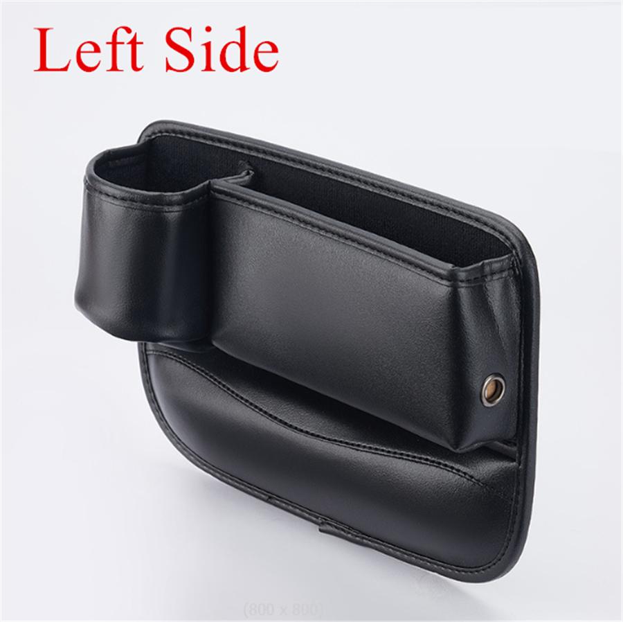 

1x Left Multifunction Seat Gap Storage Box For Car Seat Gap Filler w/ Cup Holder