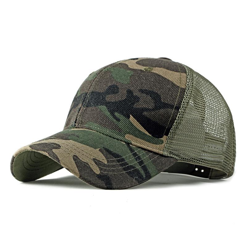 Frühlings- und Sommer-Outdoor-Hut einfacher Camouflage-Baseballkappe Herren Freizeitkappe atmungsaktive Netzmütze Damen