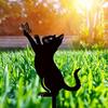 Schwarze Katze Schmetterling Silhouette Metall Gartenstecker Außen Hof Dekoration 7,09x14,17 Zoll