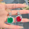 Vintage Emerald Cotton Inclusion Pendant Necklace Simple Design High Carbon Diamond Red Corundum Women Jewelry