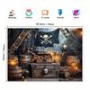 1 PC Pirate Treasure Background Cloth with Oil Lamp and Skull Flag - Suitable for Theme Parties and Family Gatherings