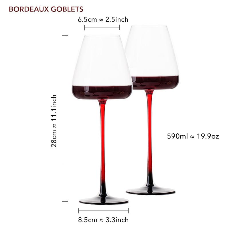 2PCS Red Pulled Stem Crystal Wine Goblet Handmade Personality Red Wine Glass Tasting Cup Home Bar Wedding Party Using