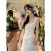 Gentle Wind Suit Women's Summer Sweet and Spicy Lace Suspender Vest Super Fairy Long Dress White Skirt Two-piece Set
