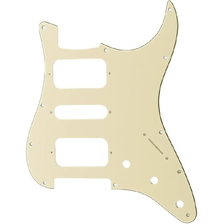 Musiclily Pro 11 Holes Round Corner HSH Strat Pickguard for American/Mexican Fender Standard Stratocaster Electric Guitar, 3Ply Black 3Ply Cream