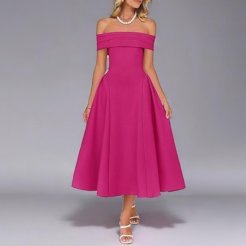Elegant Women's Strapless One-Shoulder Spring Dress, European & American Style, 2026 Collection