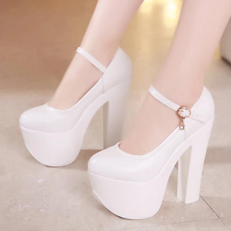 Catwalk 15cm Small Size 32-43 White Silver Wedding Shoes Women Platform Pumps 2025 Block High Heels Shoes Model Party Dress Shoe