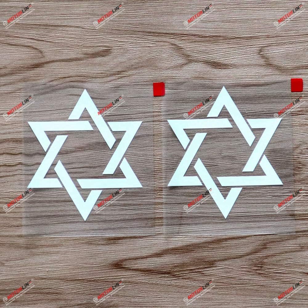 2X White 4   Star of David Magen David Decal Sticker Car Vinyl Israel Jew Jewish