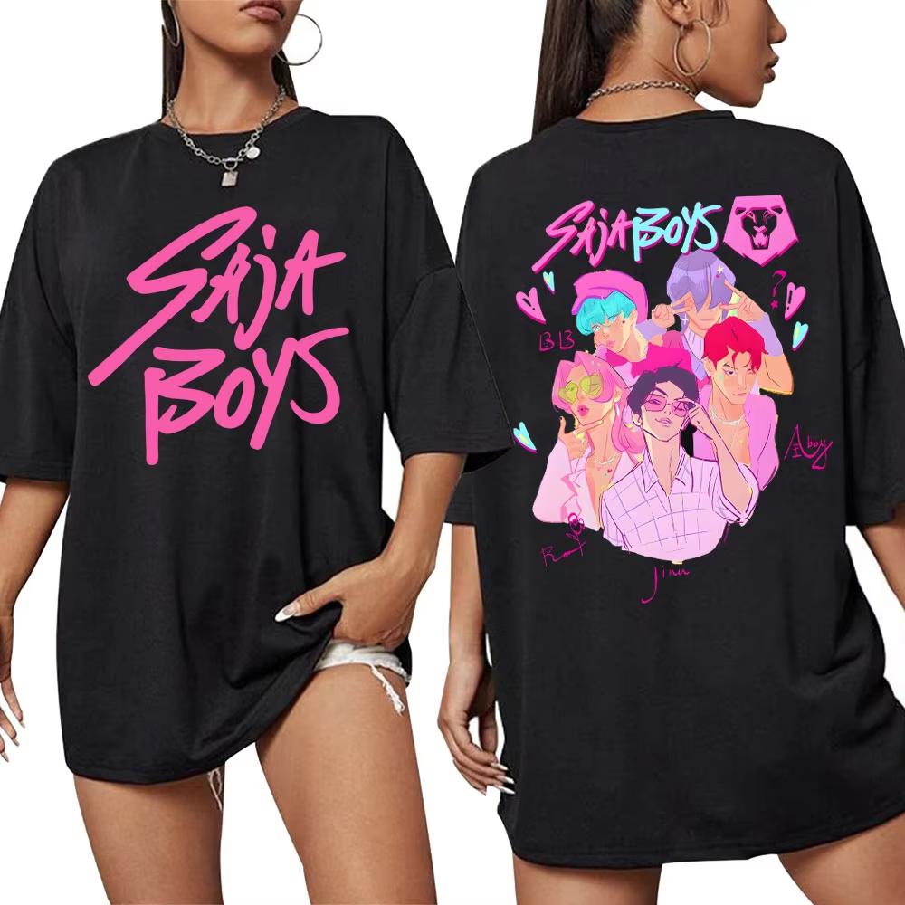 

K-Pop Anime Demon Hunters Saja Boys Classic T-shirt Women s Fashion Creativity Popular T Shirt Loose Cotton Casual T Shirts S