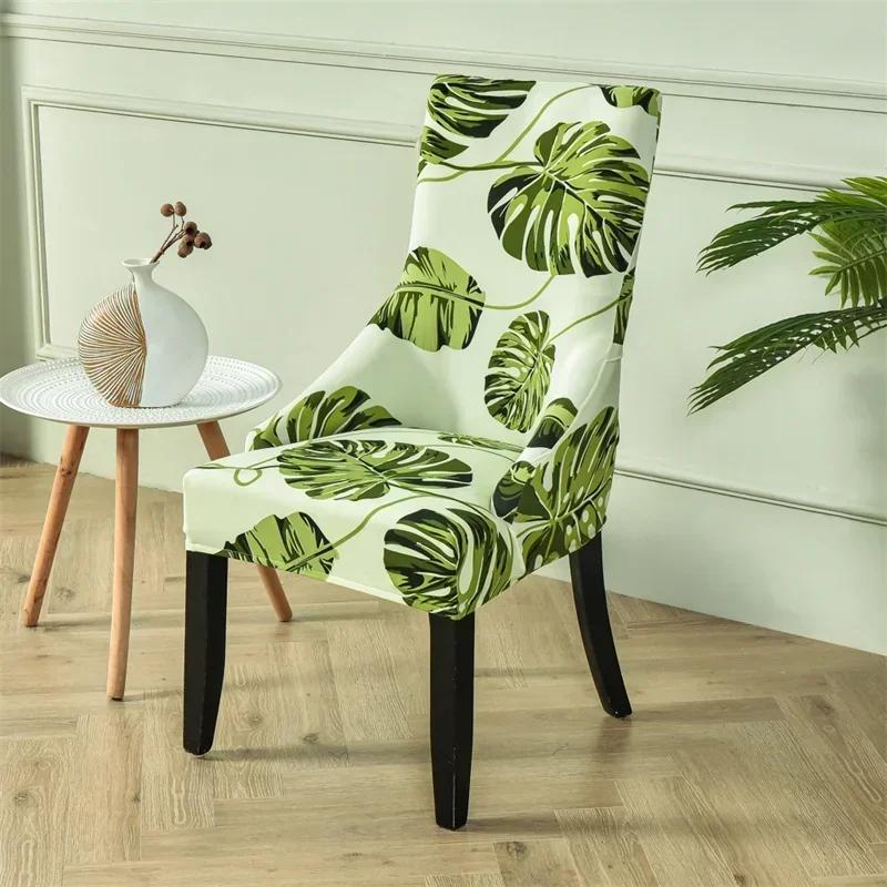 Elastische Esszimmerstuhlbezüge Schräge Rückenlehne Sesselbezüge Pastoraler Stil Sitzüberwürfe für Zuhause Party Bankett Büro