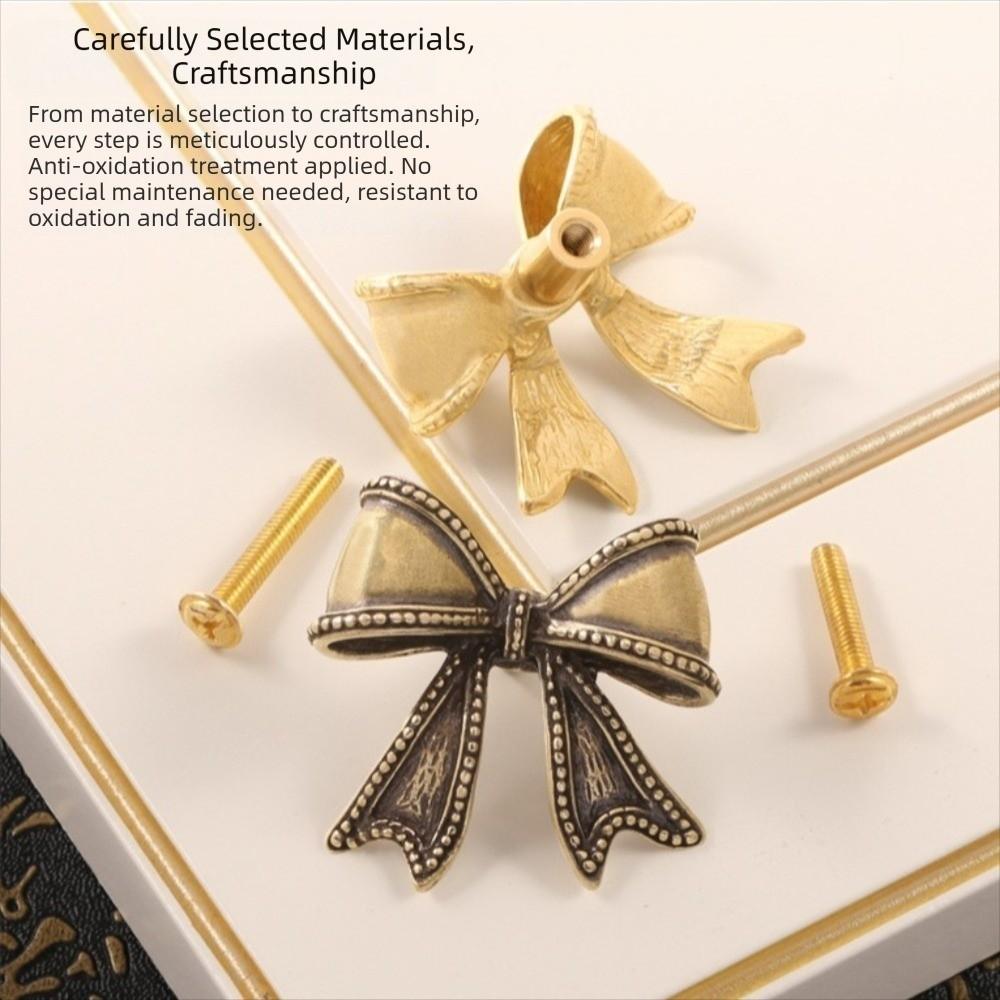 Vintage Cabinet Door Knobs Furniture Hardware Wardrobe Drawer Pulls Bow Tie Brass Handle  Window